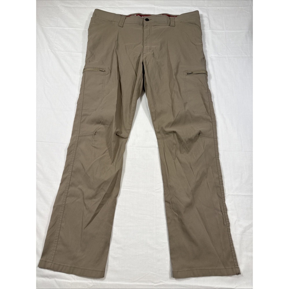 PANTS CARGO Wrangler Mens 38x30 Brown Khaki Stretch Nylon Performance Hiking